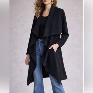 UGG WOMENS JANNI BLACK LONG WATERFALL CARDIGAN SWEATER MEDIUM